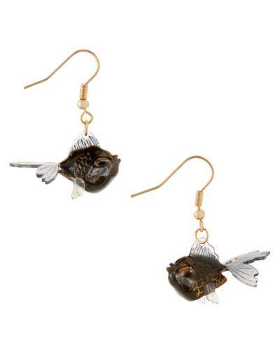 Black Goldfish Dangle Earrings