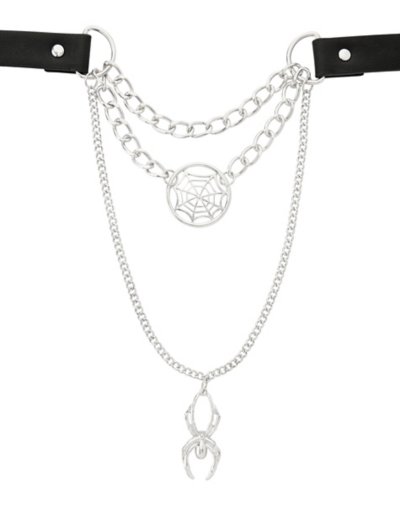 Triple Chain Spider and Web Choker Necklace