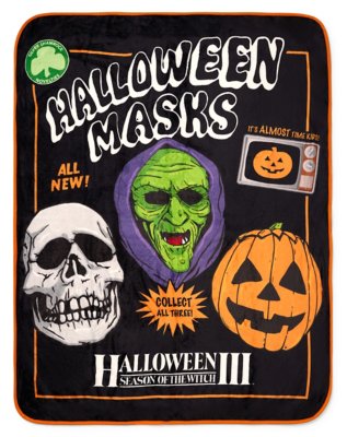 "Halloween Masks Fleece Blanket - Halloween III"