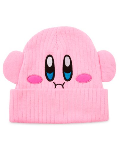 "3D Kirby Face Cuff Beanie Hat"