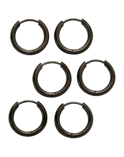 Multi-Pack Black Hoop Earrings 3 Pack - 20 Gauge