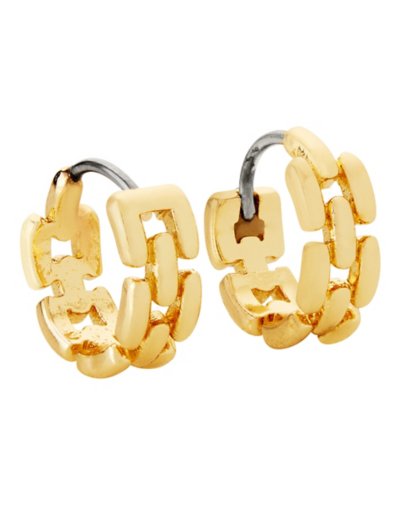 Gold Plated Chain Link Huggie Earrings