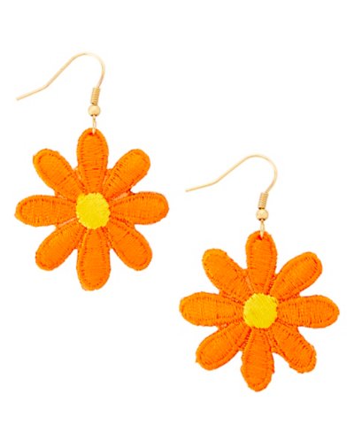 Orange Daisy Dangle Earrings