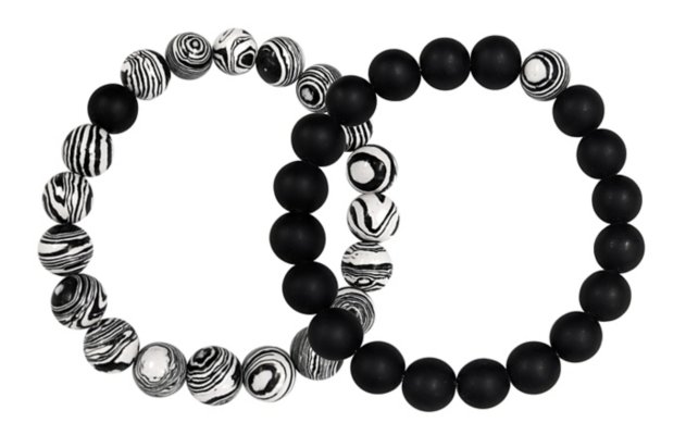 "Black and White Swirl Long Distance Bracelets - 2 Pack"