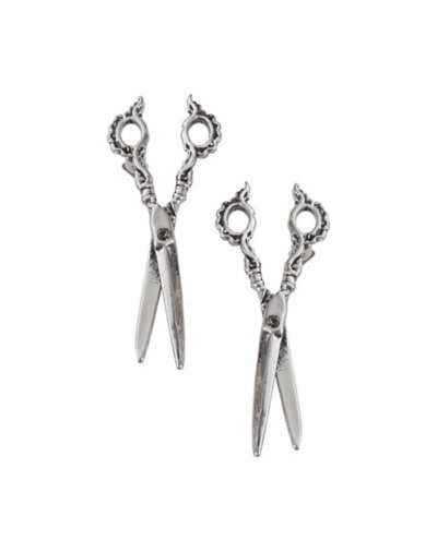 Silvertone Scissors Long Stud Earrings