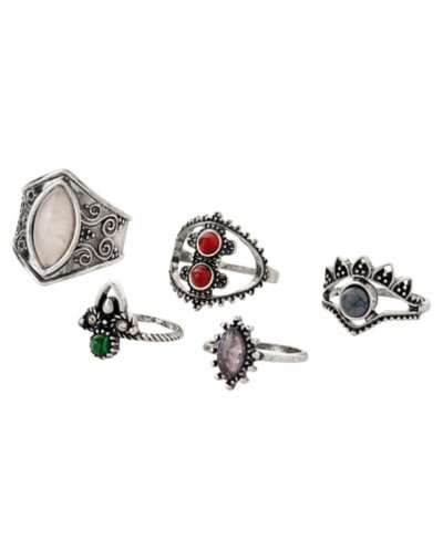 Multi-Pack Assorted Gemstone Rings - 5 Pack