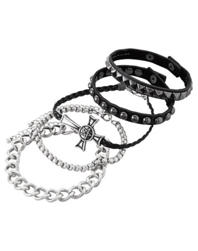 Multi-Pack Black Studded Bracelets - 5 Pack