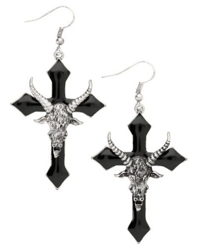 Baphomet Cross Dangle Earrings