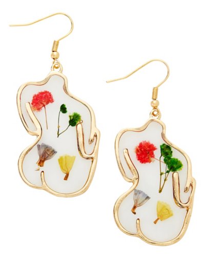 Flower Body Outline Dangle Earrings