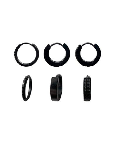 Multi-Pack CZ Black Huggie Hoop Earrings 3 Pack- 18 Gauge