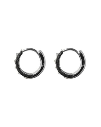 Pyramid Stud Huggie Hoop Earrings- 18 Gauge