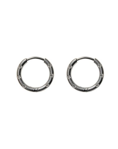 Silver-Plated CZ Hoop Earrings- 18 Gauge