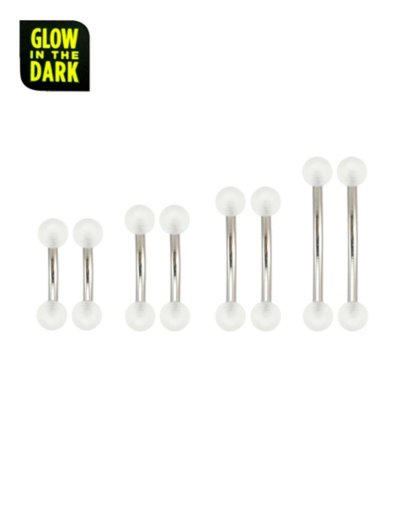 "Multi-Pack Glow in the Dark Eyebrow Barbells- 16 Gauge"