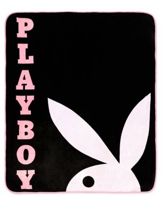 "Black Playboy Reversible Fleece Blanket"