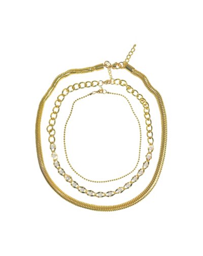 Multi-Pack Goldtone Gem Chain Necklaces - 3 Pack