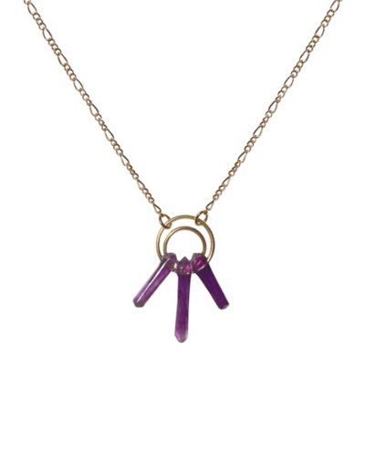 Amethyst Crystal Moon Chain Necklace