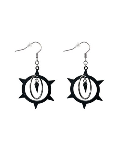 Spiked Center Hoop Dangle Earrings