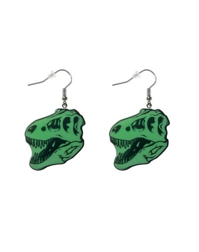 Glow in the Dark T-Rex Skull Dangle Earrings