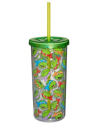 "Classic Ninja Turtles Faces Cup with Straw 20 oz. - Teenage Mutant Nin"