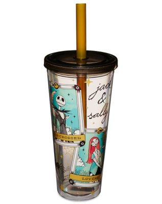 "Jack and Sally Tarot Card Cup with Straw 24 oz. - The Nightmare Before"