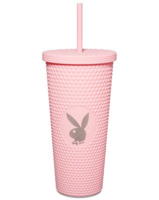 "Textured Pink Playboy Cup with Straw - 20 oz."