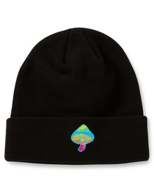 "Rainbow Mushroom Cuff Beanie Hat"