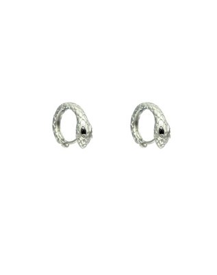 "Silvertone Snake Huggie Earrings"