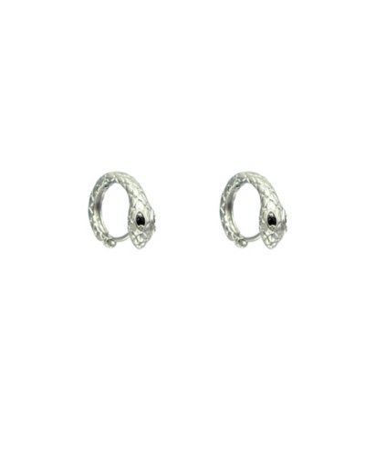 Silvertone Snake Huggie Earrings