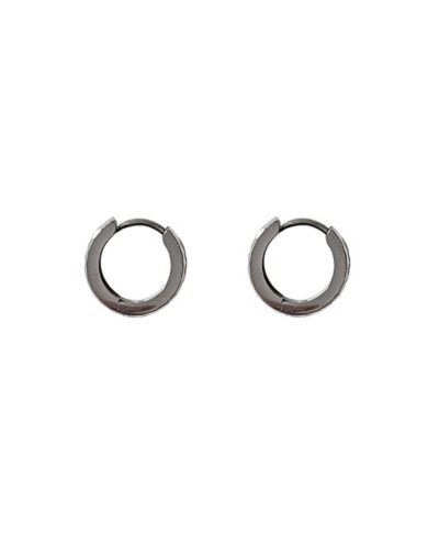 Silvertone Textured Huggie Hoop Earrings