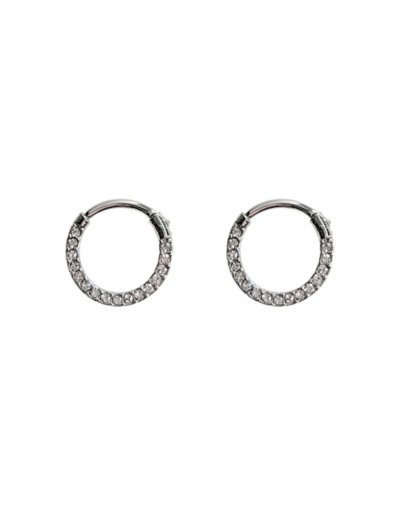 CZ Silvertone Hoop Earrings