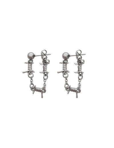 Silvertone Barbed Wire Dangle Earrings