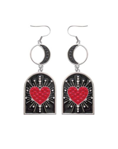 Tombstone Heart Dangle Earrings