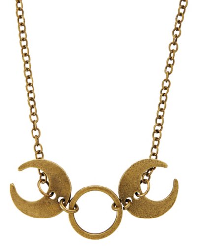 Goldtone Triple Moon Chain Choker Necklace