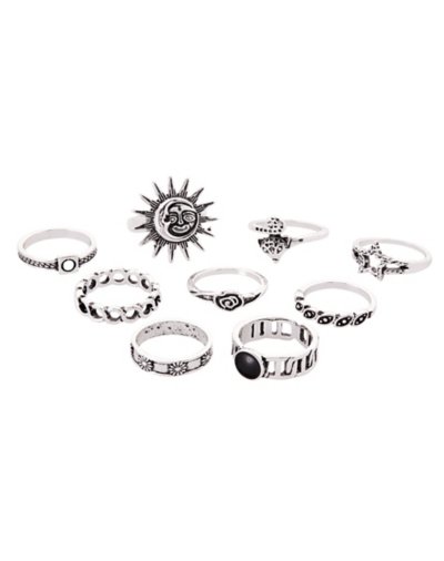 Multi-Pack Sun Rose Star Assorted Rings - 9 Pack