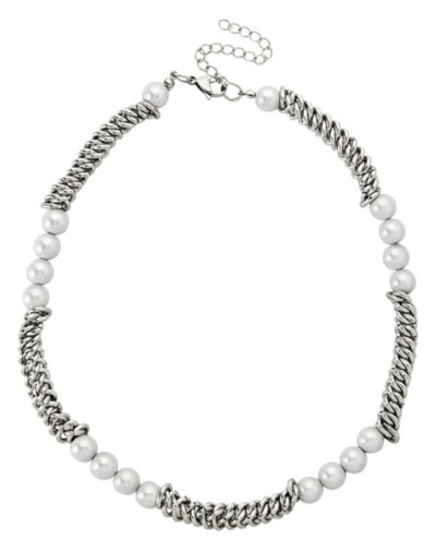 Mismatch Pearl-Effect and Chain Necklace