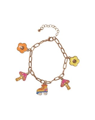 "Mushroom Flower Skateboard Charm Bracelet"