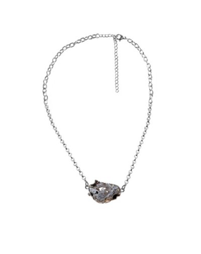 Grey Halved Geode Necklace