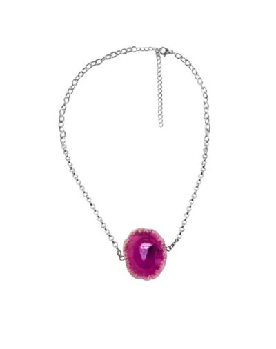 Pink Agate Halved Necklace