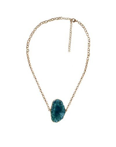 Blue Halved Geode Necklace