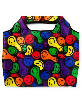 "Rainbow Smiley Face Folding Tote Bag"