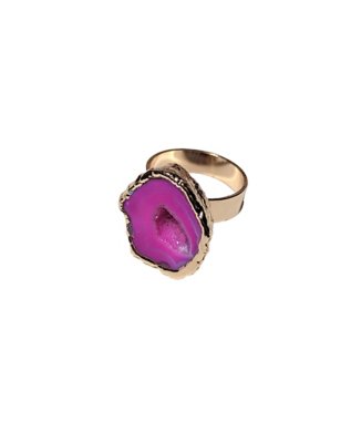 "Magenta Halved Geode Ring"