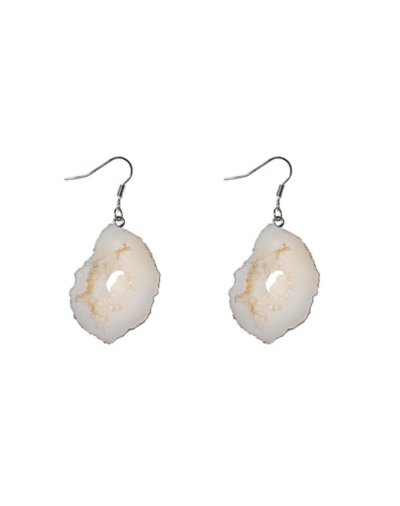 Sparkling White Geode Dangle Earrings