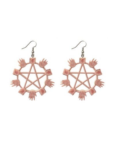 Hand Pentagram Doll Parts Dangle Earrings