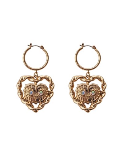 Goldtone Owl Dangle Hoop Earrings