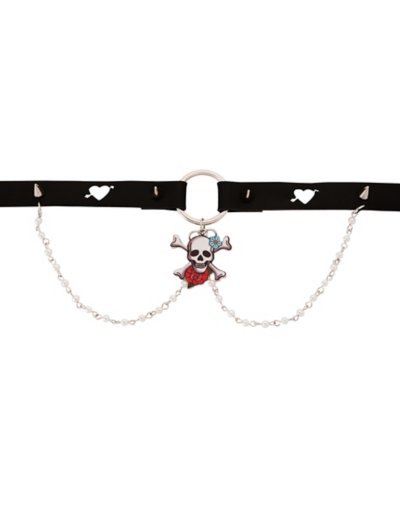 Skull Rose Tattoo Drop Chain Choker Necklace