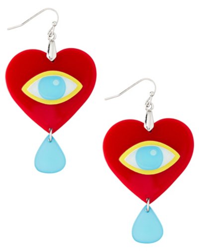 Heart Eye Tear Dangle Earrings