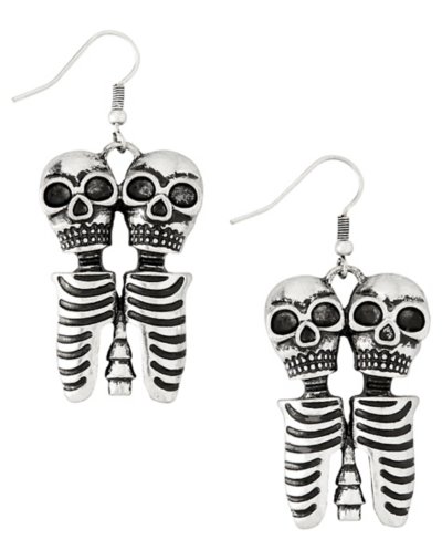 Two-Headed Skeleton Dangle Earrings