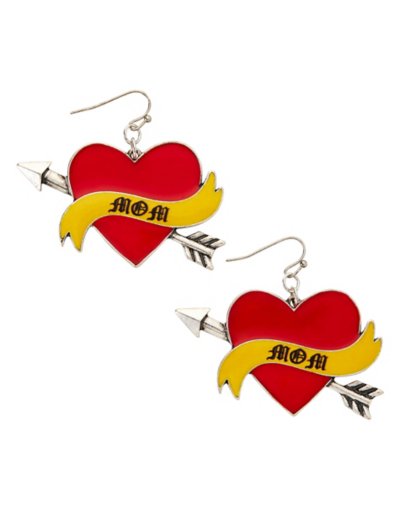 Mom Heart Tattoo Earrings