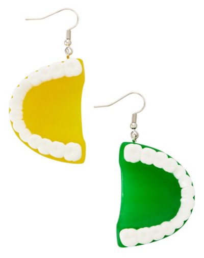 Yellow & Green Denture Dangle Earrings