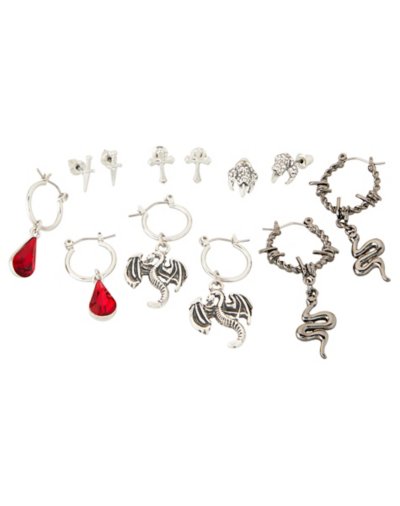 Multi-Pack Snake Dragon and Cross Earrings - 6 Pack